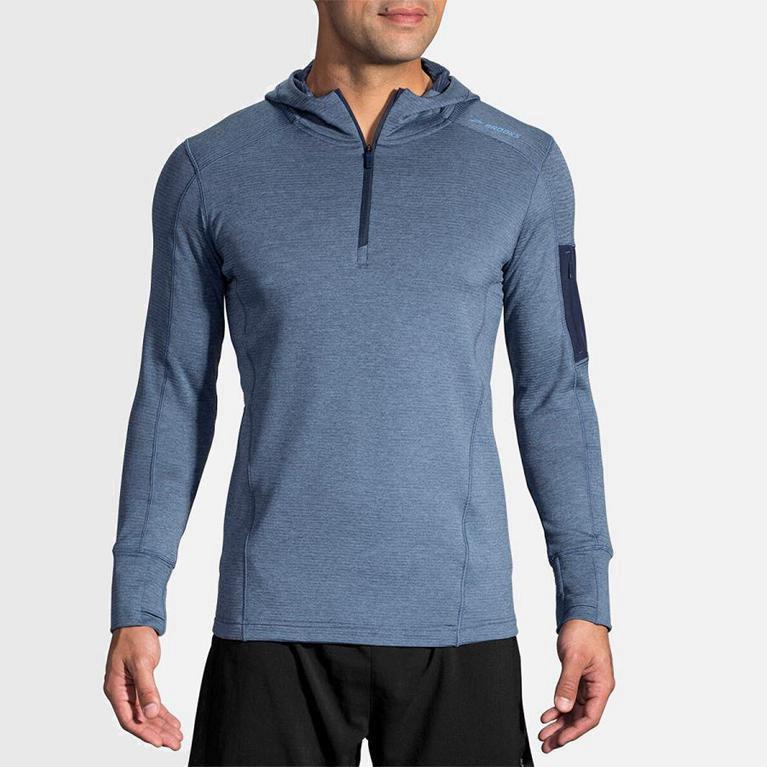 Brooks Men's Notch Thermal Running Jackets Singapore - Blue (83074-VZQE)